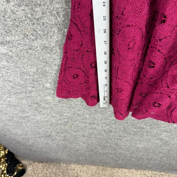 Altar'd State Dress Women L Large Pink Geometric Crochet Sheath Midi Zipper - Picture 6 of 7